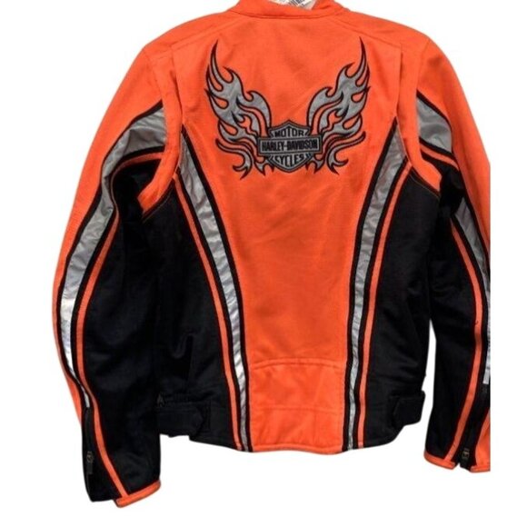Harley-Davidson Women's Mesh Motorcycle Jacket Orange/Black/Silver Size Small Pr - Picture 1 of 3